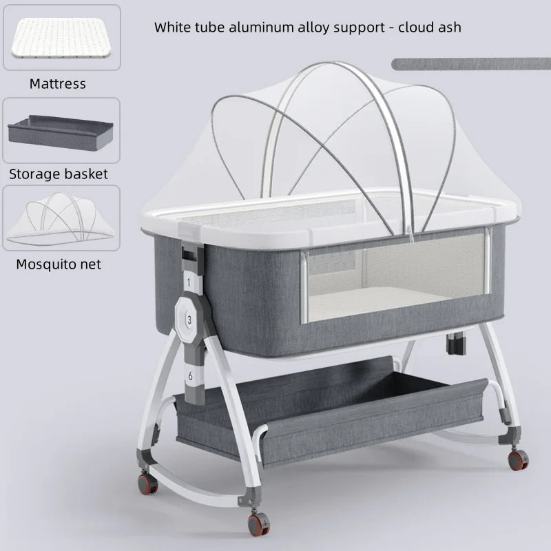 0-2 years old crib Mobile Multi-functional portable crib folding high and low adjustable cradle bed Baby patchwork bb bed