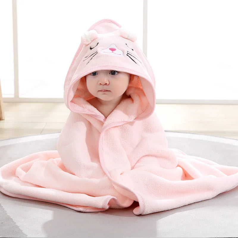 babycarebyme Cartoon Animal Baby Bath Towels Soft Newborn Hooded Towel Blanket Toddler Bathrobe Warm Sleeping Swaddle Wrap for Boys Girls