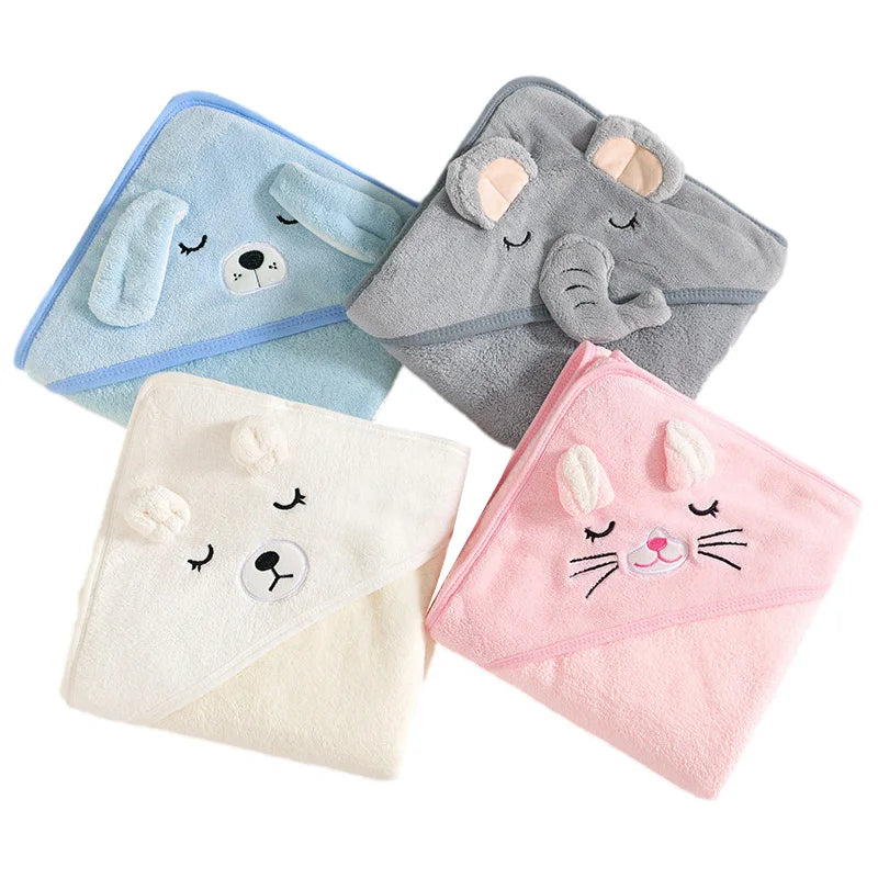 babycarebyme Cartoon Animal Baby Bath Towels Soft Newborn Hooded Towel Blanket Toddler Bathrobe Warm Sleeping Swaddle Wrap for Boys Girls