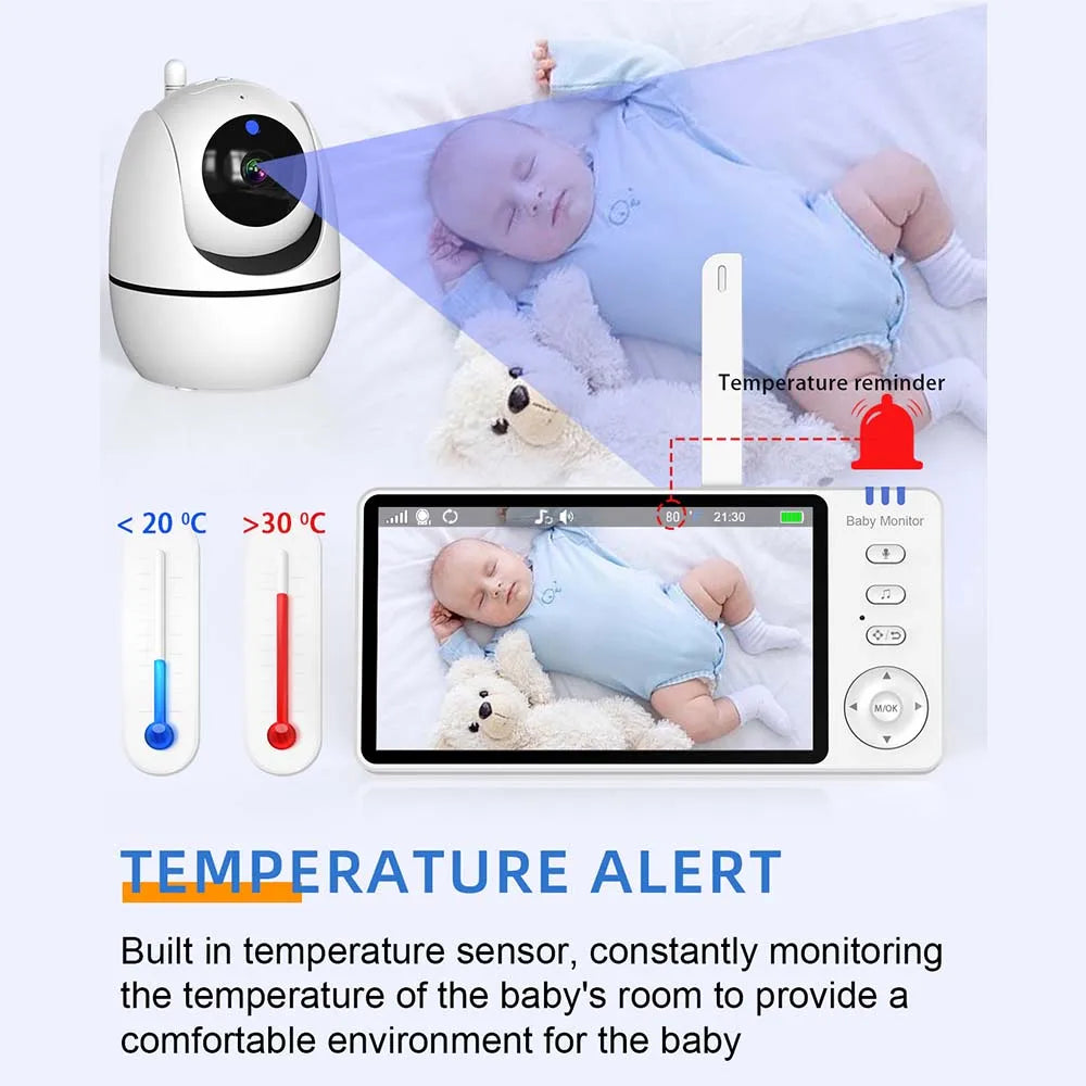 Babycarebyme Baby Monitor Camera 1080P HD Wireless with Motion Detection Baby Cry Alarm Nightlight & Temperature Humidity Monitoring