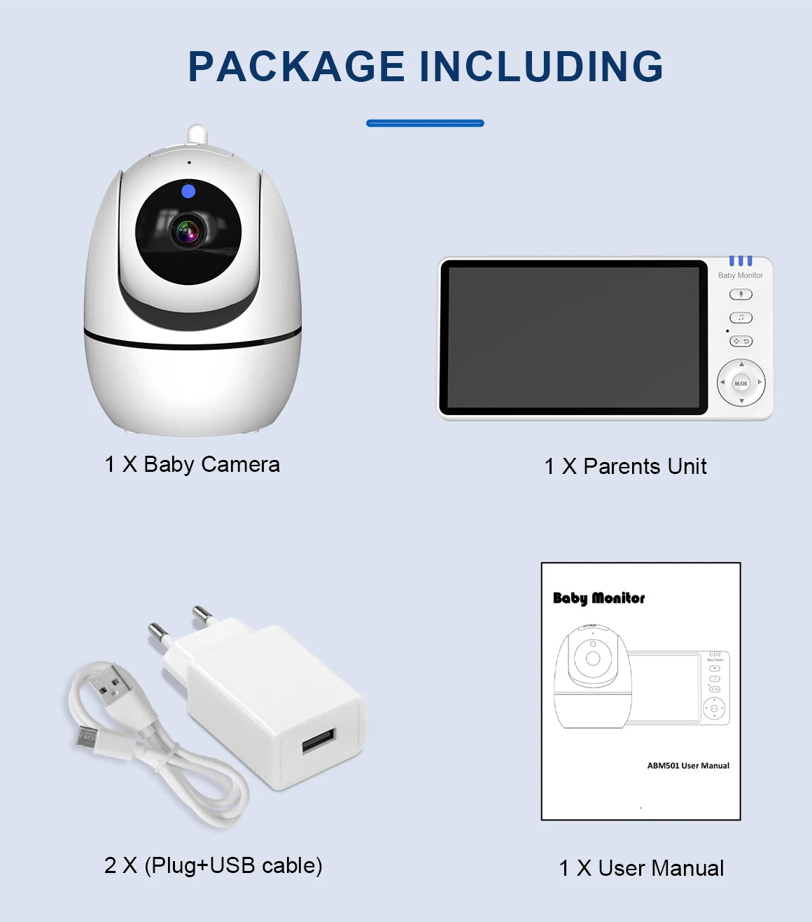 Babycarebyme Baby Monitor Camera 1080P HD Wireless with Motion Detection Baby Cry Alarm Nightlight & Temperature Humidity Monitoring