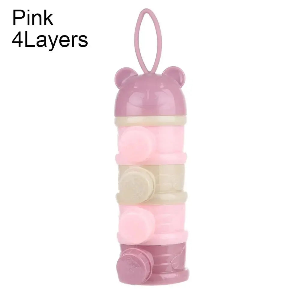 babycarebyme Three/Four Tier Portable Formula Storage Container, Food Container Dispenser, Spill-Proof