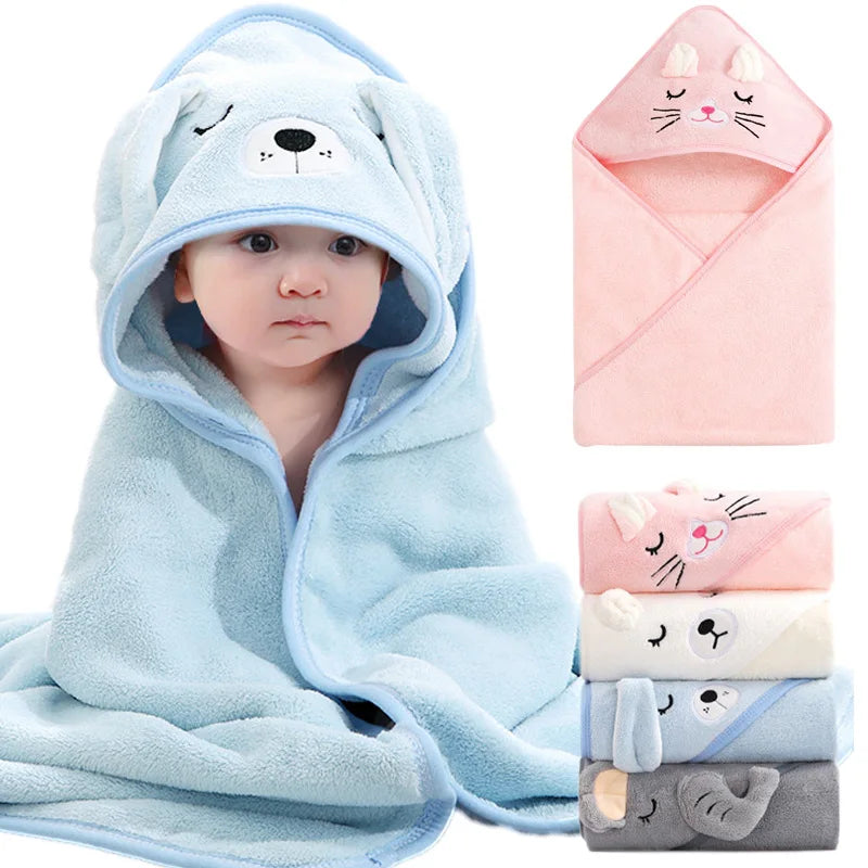 babycarebyme Cartoon Animal Baby Bath Towels Soft Newborn Hooded Towel Blanket Toddler Bathrobe Warm Sleeping Swaddle Wrap for Boys Girls