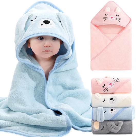 babycarebyme Cartoon Animal Baby Bath Towels Soft Newborn Hooded Towel Blanket Toddler Bathrobe Warm Sleeping Swaddle Wrap for Boys Girls