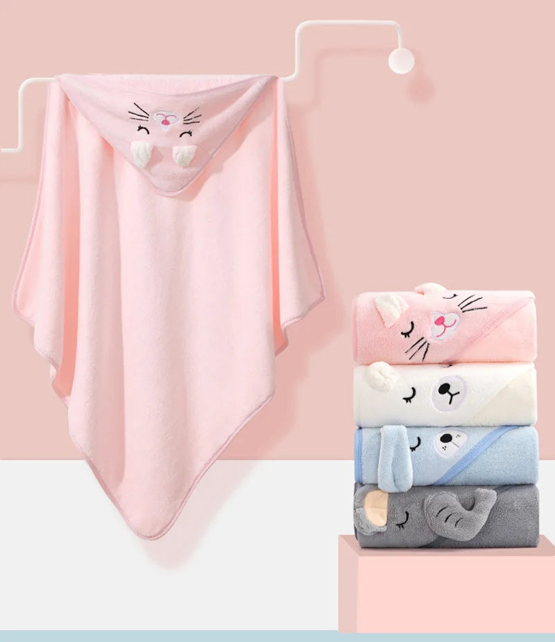 babycarebyme Cartoon Animal Baby Bath Towels Soft Newborn Hooded Towel Blanket Toddler Bathrobe Warm Sleeping Swaddle Wrap for Boys Girls