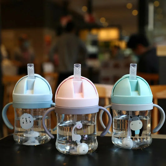babycarebyme 250ml Baby Feeding Cup with Straw Children Learn Feeding Drinking Bottle Kids
