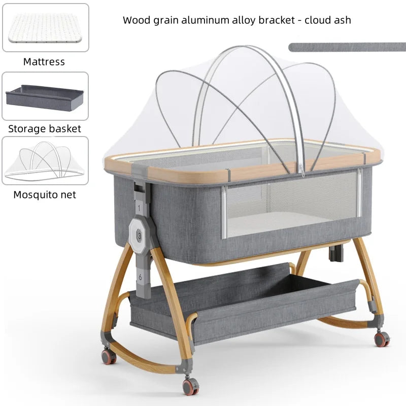 0-2 years old crib Mobile Multi-functional portable crib folding high and low adjustable cradle bed Baby patchwork bb bed