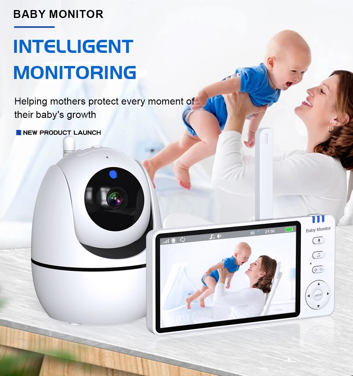 Babycarebyme Baby Monitor Camera 1080P HD Wireless with Motion Detection Baby Cry Alarm Nightlight & Temperature Humidity Monitoring