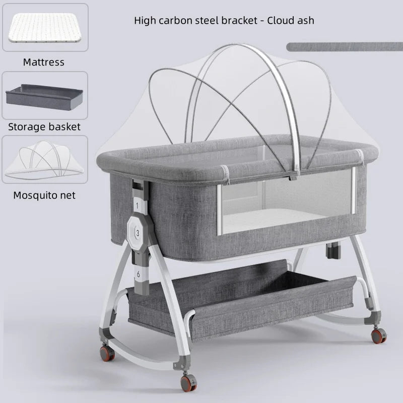 0-2 years old crib Mobile Multi-functional portable crib folding high and low adjustable cradle bed Baby patchwork bb bed