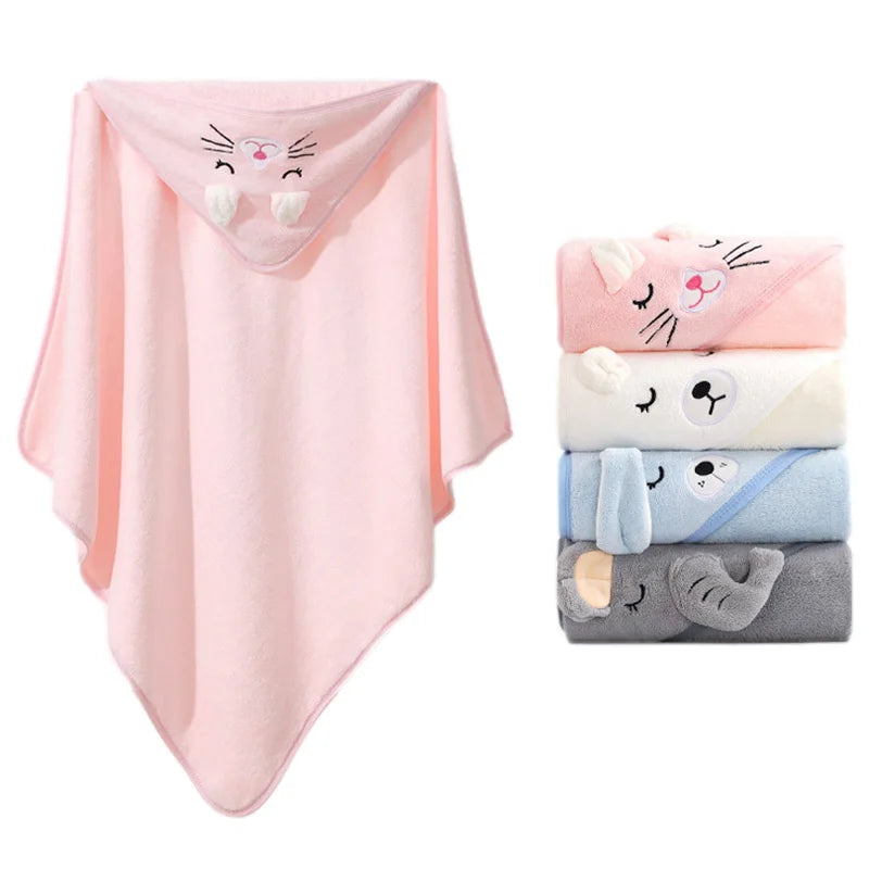 babycarebyme Cartoon Animal Baby Bath Towels Soft Newborn Hooded Towel Blanket Toddler Bathrobe Warm Sleeping Swaddle Wrap for Boys Girls