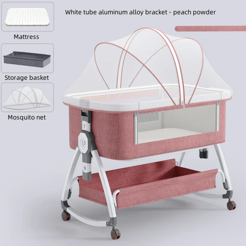 0-2 years old crib Mobile Multi-functional portable crib folding high and low adjustable cradle bed Baby patchwork bb bed