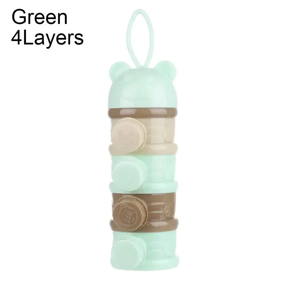 babycarebyme Three/Four Tier Portable Formula Storage Container, Food Container Dispenser, Spill-Proof